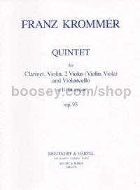 Quintet in Bb major, op. 95 - clarinet, violin, 2 violas & cello (set of parts)