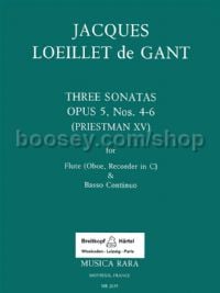 6 Sonatas Op. 5 (Priestman XV), Nos. 4-6 - descant recorder & piano