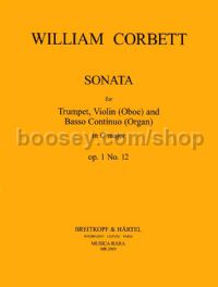 Sonata in C major, Op. 1, No. 12 - oboe, trumpet, cello, organ (score & parts)