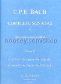 Complete Sonatas, Vol. 3: Sonata in A minor Wq 128, in G major Wq 134 - flute & basso continuo