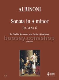 Sonata in A Minor Op. VI No. 6 for Treble Recorder & Guitar (score & parts)