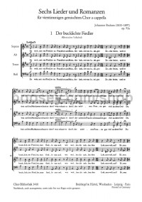 6 Lieder und Romanzen Op. 93a, Nos. 1 to 6 - SATB (choral score)