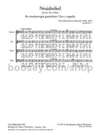 Neujahrslied "Mit der Freude zieht der Schmerz" MWV F 28 (choral score)