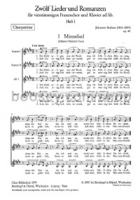 12 Lieder und Romanzen Op.44 1-6 (choral score)