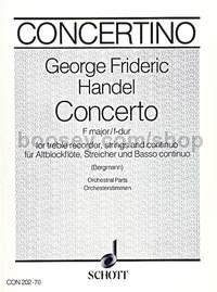 Concerto in F major - treble recorder, strings and basso continuo (set of parts)