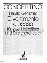 Divertimento giocoso GeWV 171 - 2 woodwinds & string orchestra (score)