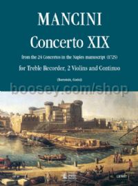 Concerto No. 19 for Treble Recorder (Flute), 2 Violins & Continuo (score & parts)