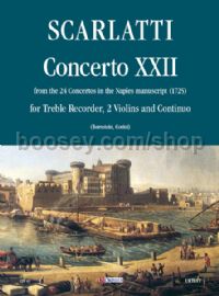 Concerto No. 22 for Treble Recorder (Flute), 2 Violins & Continuo (score & parts)