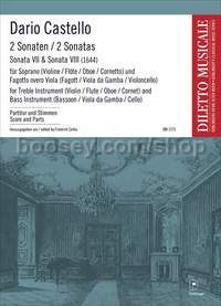 2 Sonatas - violin (flute) (oboe) (Cornetto) and bassoon (viola da gamba) (cello) (score and parts)