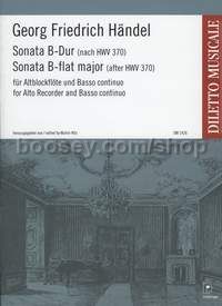 Sonata in Bb major HW 370 - treble recorder and basso continuo (score and parts)