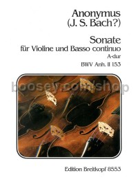 Sonata in A major BWV Anh. II 153 - violin & basso continuo