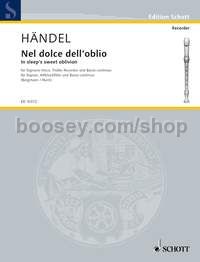 Nel Dolce Dell' Oblio - soprano, treble recorder and basso continuo; cello ad lib. (score and parts)