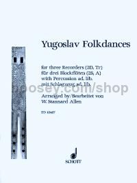 Yugoslav Folkdances - 3 recorders (SSA); percussion ad lib. (performance score)