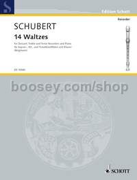 14 Waltzes - 3 recorders (SAT) and piano (score and parts)