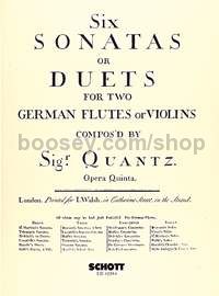 Six Sonatas or Duets - 2 flutes (violins) (performance score)