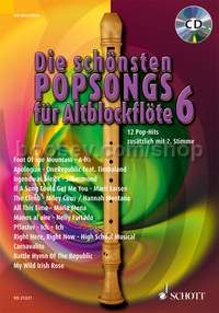 Die schönsten Popsongs für Alt-Blockflöte Band 6 - 1-2 treble recorders (+ CD)