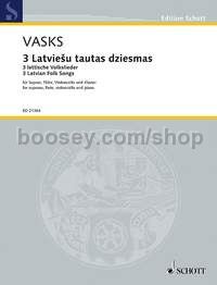3 Latviešu tautas dziesmas - soprano, flute, cello & piano (score & parts)
