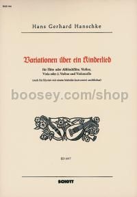 Variationen über ein Kinderlied - treble recorder (flute), 2 violins, cello; piano ad lib. (set of p
