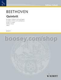 Quintet in E major - oboe, 3 horns in Eb & bassoon (score)