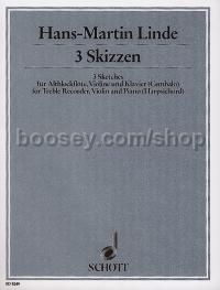 3 Skizzen - treble recorder, violin & piano (harpsichord) (score & parts)