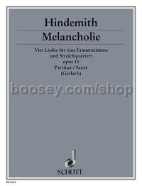 Melancholy op. 13 - low female voice & string quartet (score)