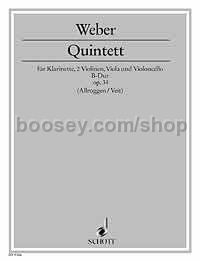 Quintet in B major op. 34 JV 182; WeV P.11 - clarinet & string quartet (score & parts)