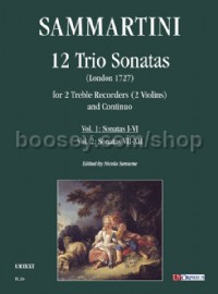 12 Trio Sonatas for 2 Treble Recorders (Violins) & Continuo - Vol. 1: Sonatas I-VI (score & parts)