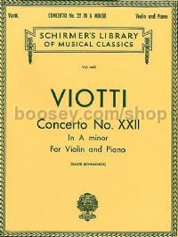 Violin Concerto no22 In A Minor Violin/Piano (Schirmer's Library of Musical Classics)        