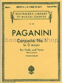 Violin Concerto No1 In D 1st Movement Violin/Piano (Schirmer's Library of Musical Classics)
