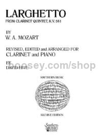 Larghetto (from Clarinet Quintet, K. 581) for clarinet & piano