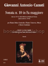 Sonata No. 10 in F Major for Treble Recorder (Flute, Oboe) & Continuo (score & parts)