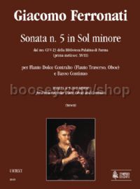 Sonata No. 5 in G Minor for Treble Recorder (Flute, Oboe) & Continuo (score & parts)