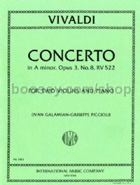 Double Violin Concerto in Amin Op. 3/8 RV522 for 2 Violins & Piano