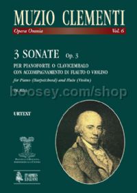 3 Sonatas Op. 3 for Piano (Harpsichord) & Flute (Violin) (score & parts)