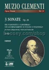 3 Sonatas Op. 28 for Piano (Harpsichord), Violin & Cello (score & parts)