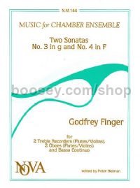 Finger Two Sonatas (no3 G,No4 F) 2tr Rec/2ob/basso