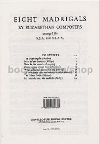 Eight Madrigals By Elizabethan Composers