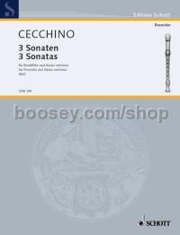 3 Sonatas - recorder & basso continuo (score & parts)