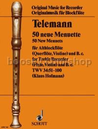 50 new Menuets TWV 34:51-100 - treble recorder (flute, violin) & basso continuo