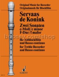 2 Sonatas - treble recorder & basso continuo