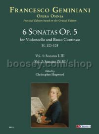 6 Sonatas Op. 5 (H. 103-108) for Cello & Basso Continuo - Vol. 2: Sonatas IV-VI (score & parts)