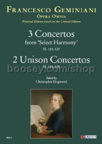 3 Concertos from Select Harmony & 2 Unison Concertos - strings & continuo (study score)