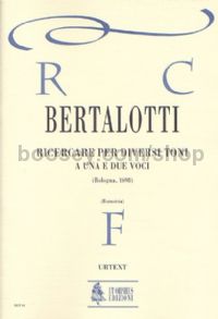 Ricercare per diversi toni a una e due voci (Bologna 1698) for Soprano & Alto