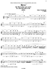 Ma'or (Clarinet Solo) - Digital Sheet Music