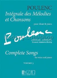 Intégrale des Mélodies et Chansons, Vol. 3 - voice & piano