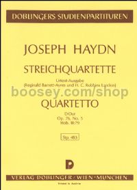 String Quartet in D major op. 76/5 Hob. III:79 (study score)