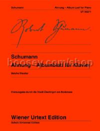 Ahnung Albumblatt Fur Klavier (Wiener Urtext Edition)