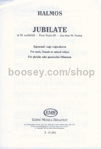 Jubilate (from Psalm 99) - male, female, or mixed voices