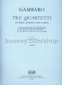 3 Quartets, No. 1: Quartet in F major - flute, clarinet, horn & bassoon (set of parts)
