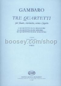 3 Quartets, No. 2: Quartet in D minor - flute, clarinet, horn & bassoon (set of parts)